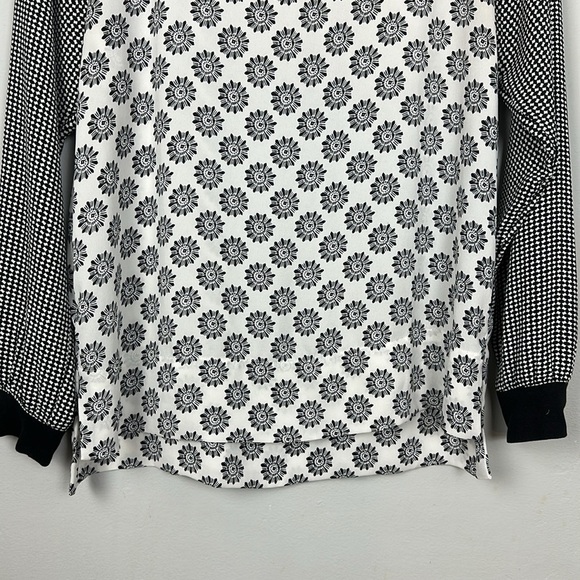 LOFT Black and White Mixed Print Long Sleeve Top Sz S - Picture 8 of 12